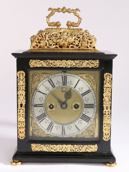 A 17th Century and later basket top table clock, signed for Daniel Le Count, London The hinged - Image 2 of 5