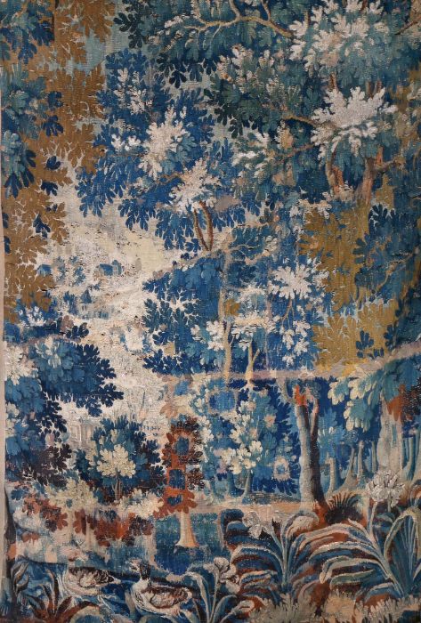 A 17th century verdure tapestry panel, Flemish Woven in coloured wools with silk highlights, - Image 2 of 2