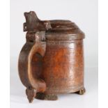 An 18th century burr birch peg tankard, Norwegian, circa 1730-50 Of typical form, with stylised