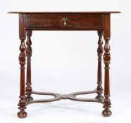 A small William & Mary oak side table, circa 1690 The twin-boarded top with ovolo-moulded edge,