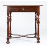 A small William & Mary oak side table, circa 1690 The twin-boarded top with ovolo-moulded edge,