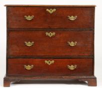 A small George II oak box-top chest, circa 1750 The hinged lid with an applied ovolo-moulded edge,