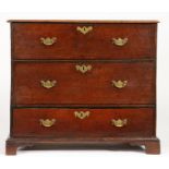 A small George II oak box-top chest, circa 1750 The hinged lid with an applied ovolo-moulded edge,