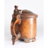 A large mid-18th century birch peg tankard, Norwegian, circa 1750 Of typical form, with lion