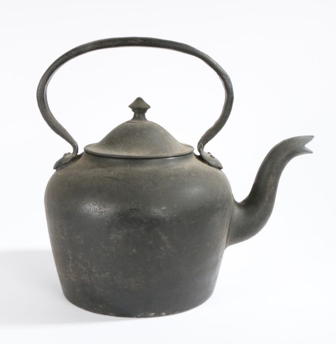 A large Victorian cast iron kettle, circa 1870 Of typical form, 36cm wide, 34cm high