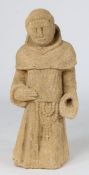 A stone carved figure of a monk, in the 15th century manner, possibly English Standing, with