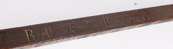 An impressive Victorian oak tally stick, dated 1853 With incised calibrations and small punched