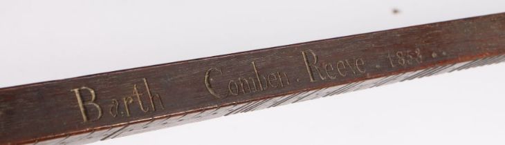 An impressive Victorian oak tally stick, dated 1853 With incised calibrations and small punched