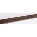 An impressive Victorian oak tally stick, dated 1853 With incised calibrations and small punched