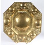 A large and impressive 19th century brass wall scone Of elongated octagonal form, with a large