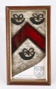 A section of 16th/17th century stained glass, English Designed as a coat of arms for WAYTE: argent a