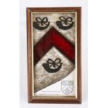 A section of 16th/17th century stained glass, English Designed as a coat of arms for WAYTE: argent a