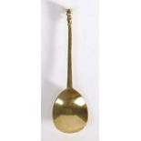 An Elizabeth I latten scroll-baluster and gadrooned seal-knop spoon, circa 1600 With flattened-