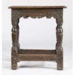 A rare Elizabeth I/James I oak joint stool, West Country, circa 1600-20 Having a double-reeded