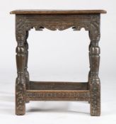 A rare Elizabeth I/James I oak joint stool, West Country, circa 1600-20 Having a double-reeded