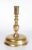 A late 17th century bronze-alloy dome-base socket candlestick, Spanish, circa 1690 The cylindrical