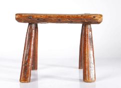 A George III oak and ash primitive ‘table-stool’, circa 1800-20 Possibly for a lace makers’ lamp,