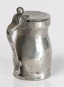 A pewter OEWS gill ball-and-bar baluster measure, English, circa 1700 The flat lid with single