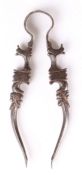An unusual pair of steel pincers/tweezers, Nuremberg, circa 1600, The two shaped arms with notched