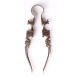 An unusual pair of steel pincers/tweezers, Nuremberg, circa 1600, The two shaped arms with notched