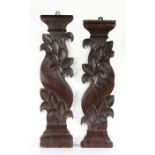 A pair of Charles II oak banister rails, circa 1670 Each of spiral-silhouette form, embellished with