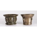 Two small 17th century leaded bronze mortars, Spanish Each of shallow form, and with flared rim, one