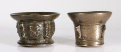 Two small 17th century leaded bronze mortars, Spanish Each of shallow form, and with flared rim, one