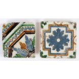 Two late 15th - early 16th century tiles, Spanish, circa 1500 Cuenca technique, one designed with