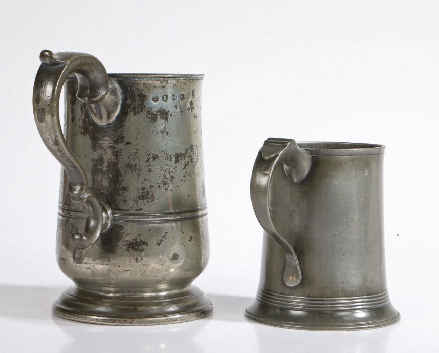 A George IV century pewter Imperial quart U-shaped mug, Bewdley, Worcestershire, circa 1830 With