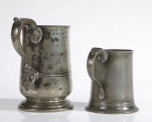 A George IV century pewter Imperial quart U-shaped mug, Bewdley, Worcestershire, circa 1830 With