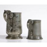 A George IV century pewter Imperial quart U-shaped mug, Bewdley, Worcestershire, circa 1830 With