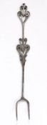 A very good late 17th century steel meat fork, English, circa 1680-1700 With two curved tines, the