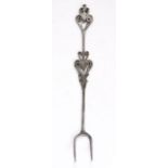 A very good late 17th century steel meat fork, English, circa 1680-1700 With two curved tines, the
