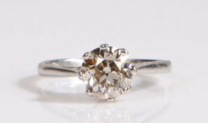 18 carat white gold and diamond single stone ring, the round brilliant cut diamond weighing