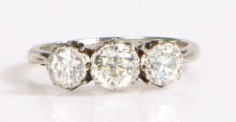 An 18ct white gold diamond trilogy ring, with approximately a total diamond carat weight: 1.10 carat
