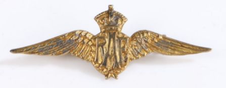 A 9 carat gold plated RAF brooch, in the form of the RAF insignia, 4.5cm wide weight 2.5 grams