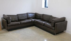 A Danish leather corner sofa, by Georg Thams, 75cm high, 250cm wide