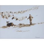 Philip Gardner (1922-1986) The Shepherds, signed (lower-right), sepia watercolour, 13cm x 17cm