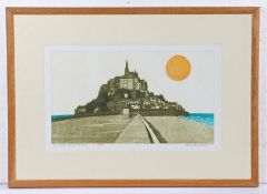 John Brunsdon (British, 1933-2014) 'Le Mont Saint Michel' Etching with aquatint printed in