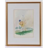 Terry McKivragan R.I. (Contemporary) Golfer, signed (lower-right), watercolour, 27cm x 19cm