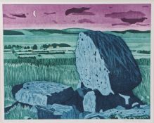John Brunsden (British, 1933-2014) 'Arthur's Stone' Etching with aquatint printed in colours,