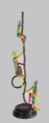 Manner of Doris Levinstein (Born 1956) 'Indian Rope Trick', bronze and enamel sculpture, three