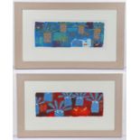 Frank Taylor (b. 1946) 'Blue Palms' and 'In the Park', a pair, hand embellished screenprints, pencil