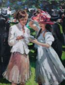Sherree Valentine-Daines (British, born 1959) 'Royal Ascot Ladies Day II' Embellished canvas on