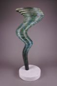 Thomas Joynes (British, born 1982) 'Vortex II' Copper with artisan patina finish & Carrara marble
