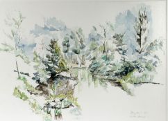 Anna Romyn ? (20th Century), Landscapes, both signed, two watercolours, 55 x 75cm & 57 x 79cm (2)