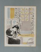 Vanessa Bell (British, 1879-1961) 'Girl Reading' Lithograph printed in colours, 1945, on wove,