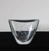 A Stromborg glass vase, etched with flowers, signed and numbered, 11cm height