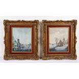 A V D Velden (Dutch, 20th Century) Winter Scenes, both signed A V D Velden (lower right), pair of