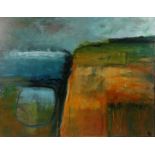 Penny Elder (British, Contemporary), Abstract Landscape, initialled P.E (lower right), oil on